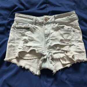 American Eagle Outfitters Ripped Light Blue Jean Shorts